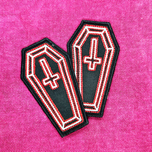 Neon Coffin Cross Patch