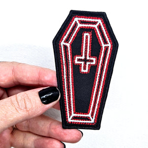 Neon Coffin Cross Patch