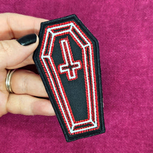 Neon Coffin Cross Patch