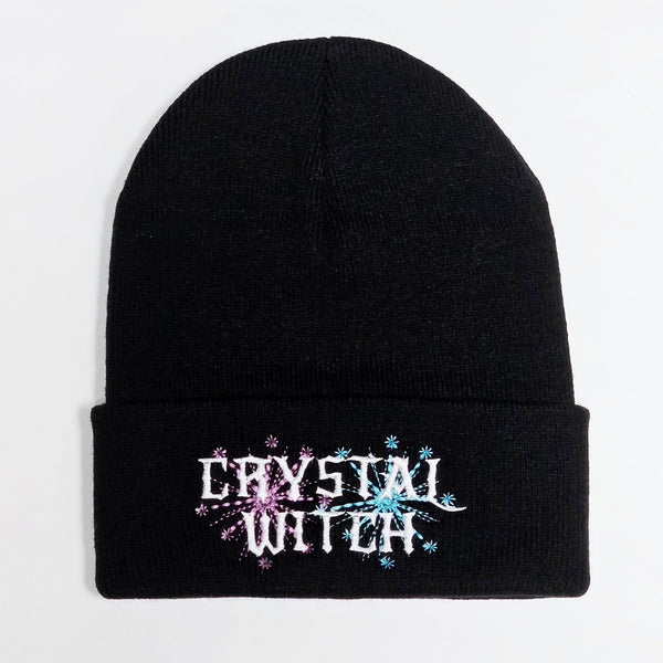 Crystal Witch Black Knit Beanie Winter Cap Junkyard Witch