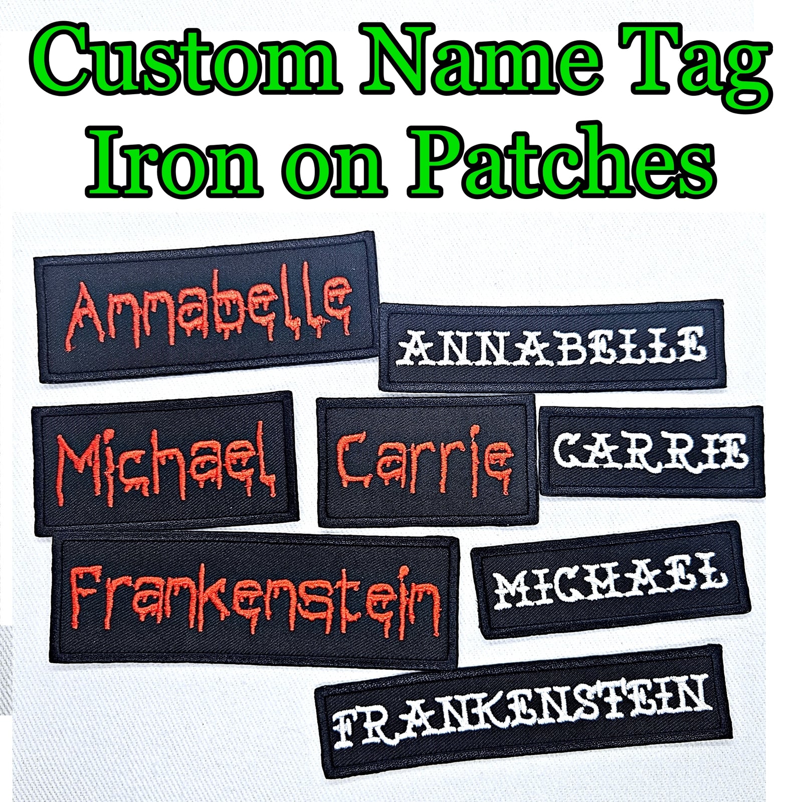 Custom Name Tag - Personalized Horror/Tattoo Iron on Patch