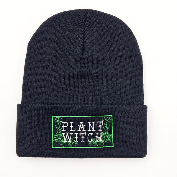 Plant Witch Black Knit Beanie Winter Cap Junkyard Witch