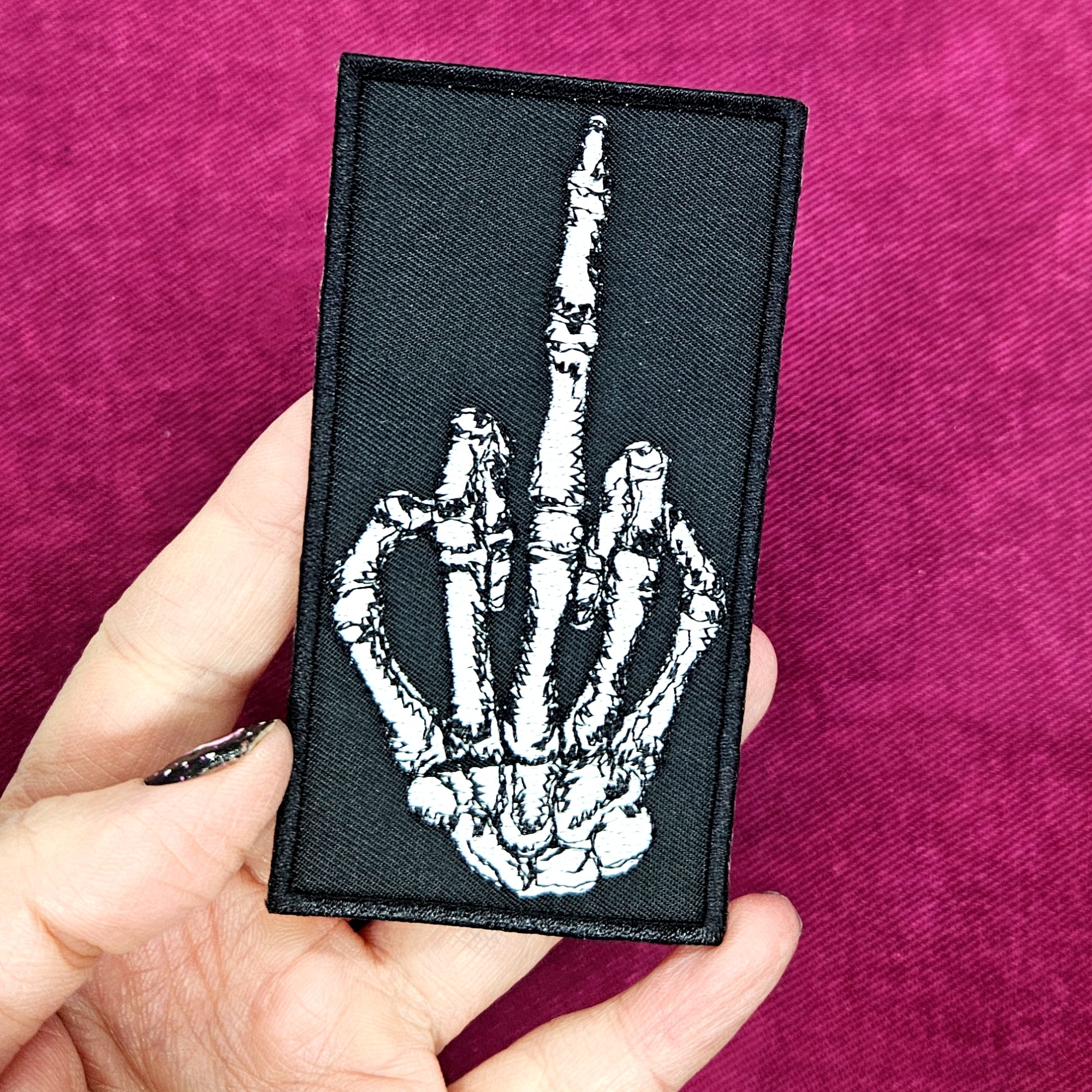 Skeleton Middle Finger Patch - Junkyard Witch