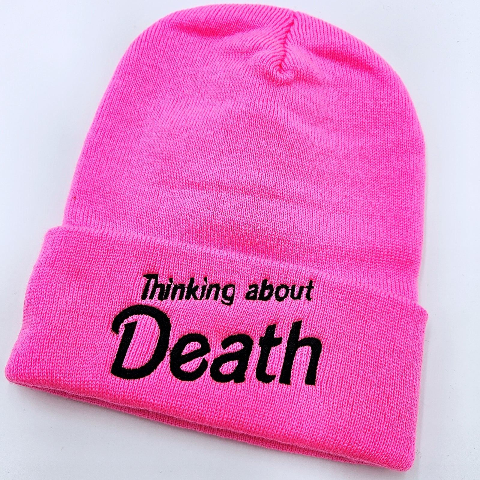 Thinking About Death Hot Pink Beanie