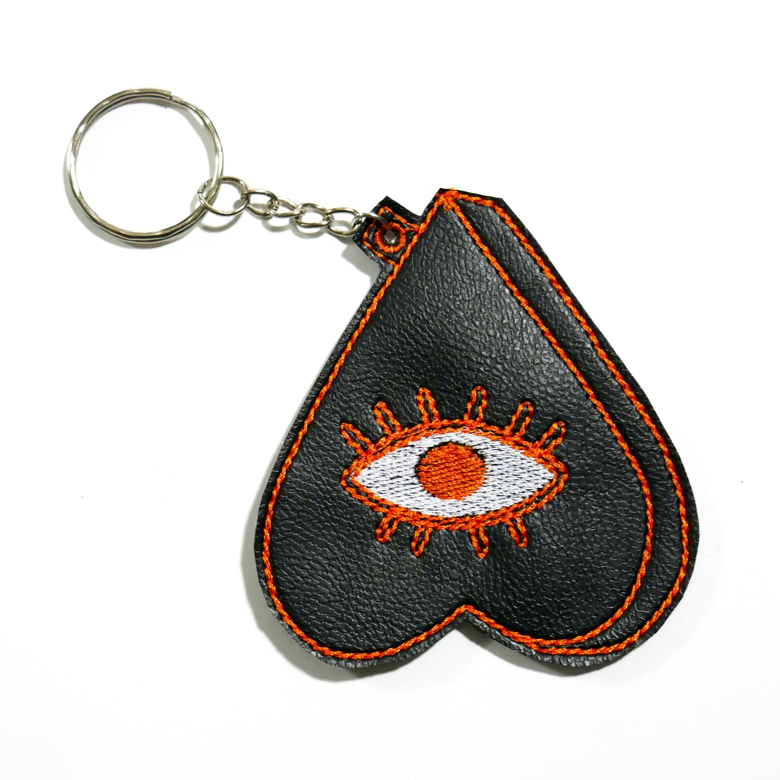 Black Planchette Heart Eye Embroidered Keychain