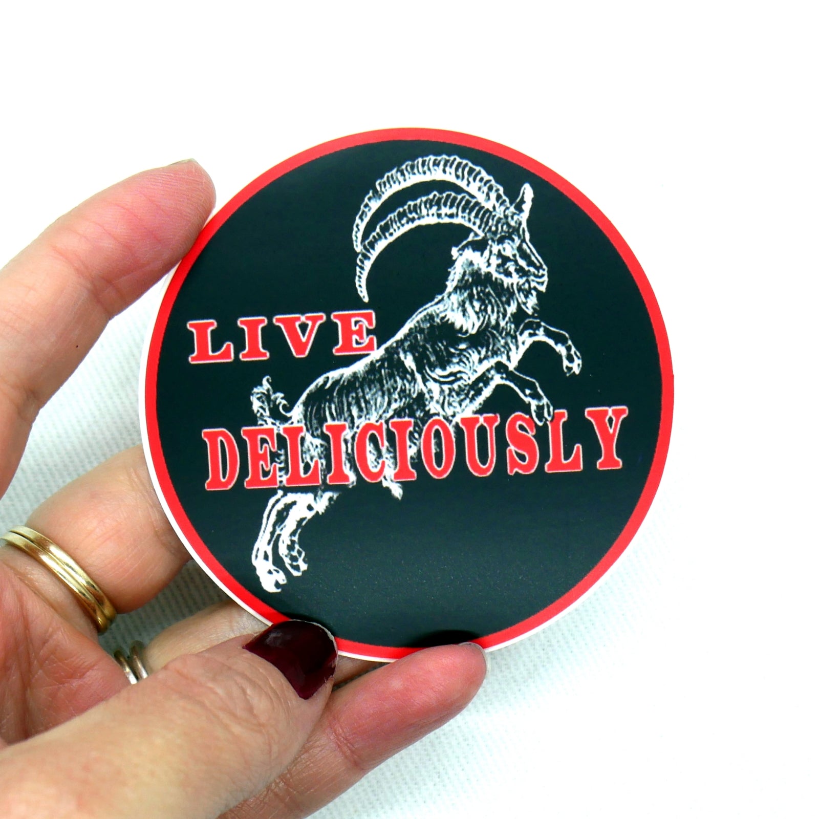 Live Deliciously Black Phillip Sticker
