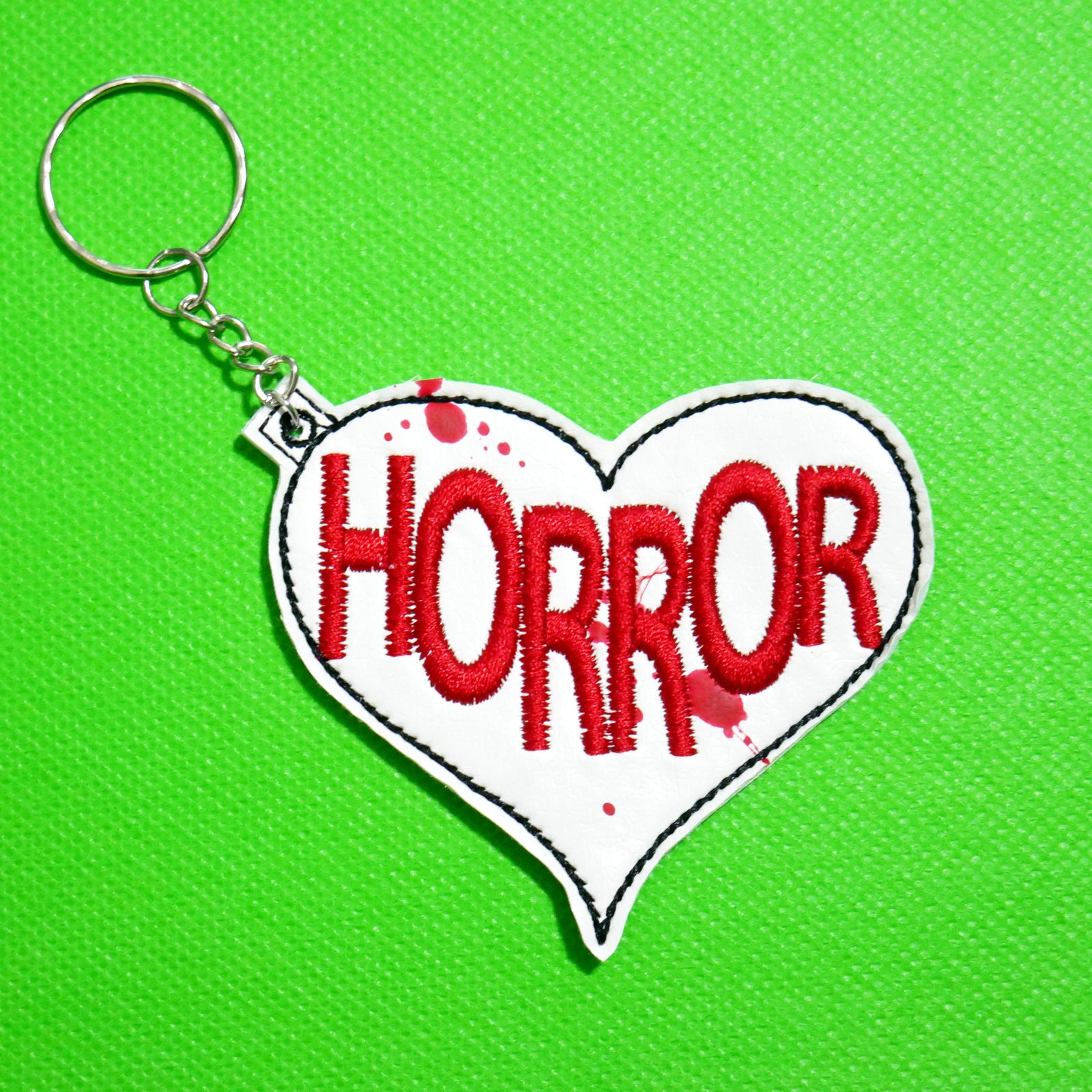 Horror Love Splattered with Blood Embroidered Keychain