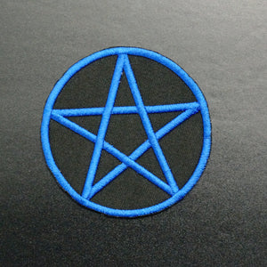 blue embroidered pentacle patch