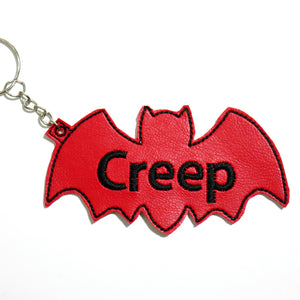 Creep Spooky Bat Embroidered Keychain