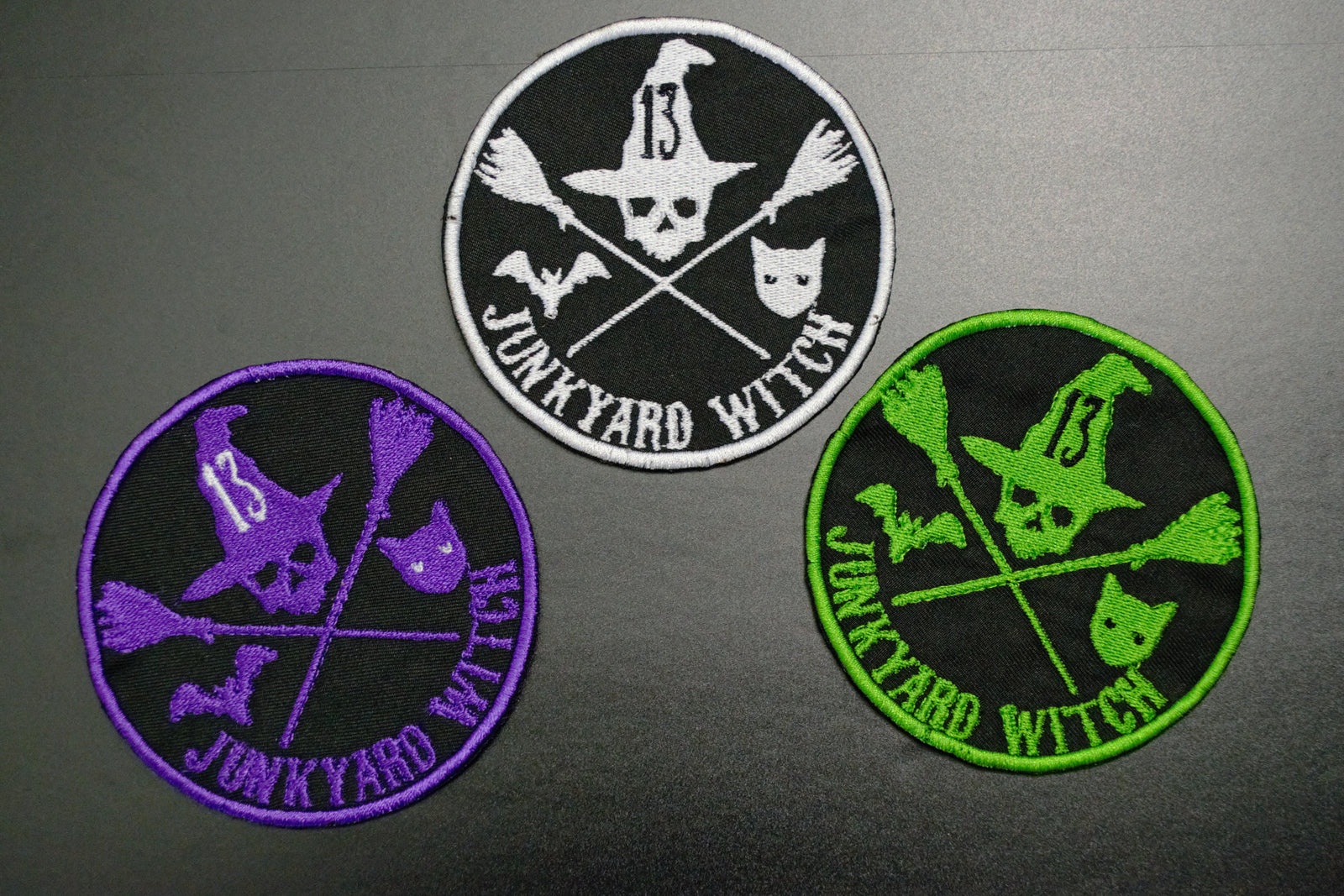 round iron on junkyard witch patch