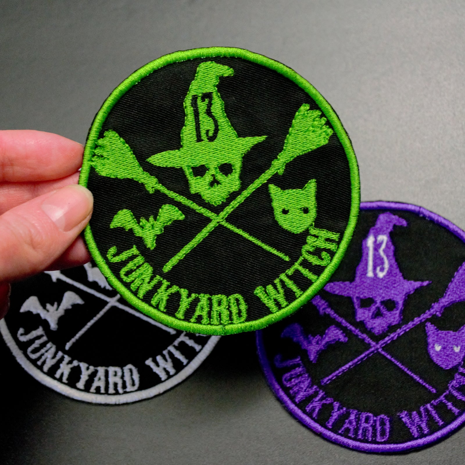 round iron on junkyard witch patch