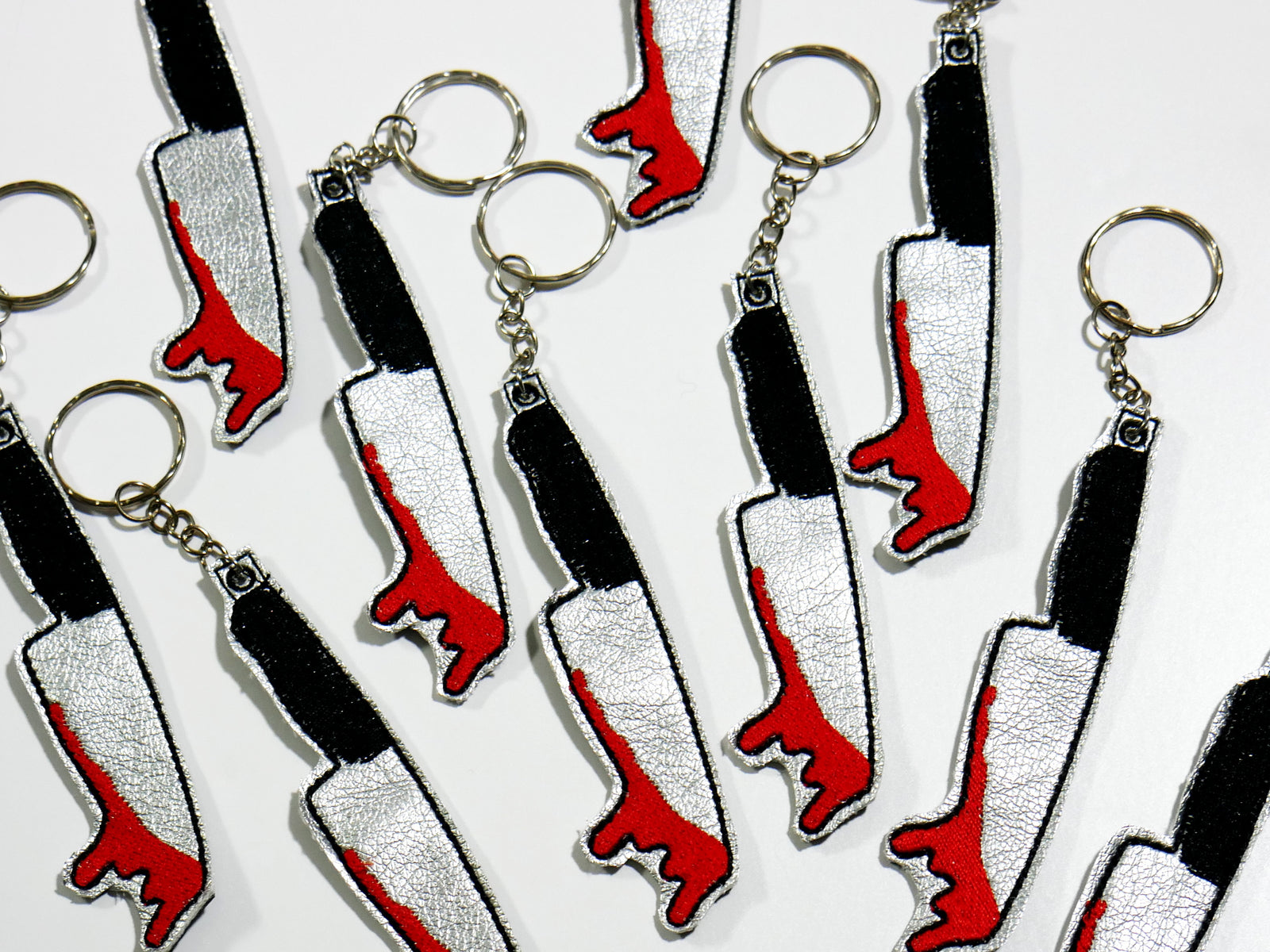 Bloody Slasher Knife Embroidered Keychain
