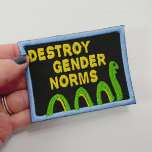 nessy destroy gender iron on patch