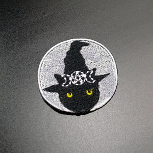 triple moon black cat patch