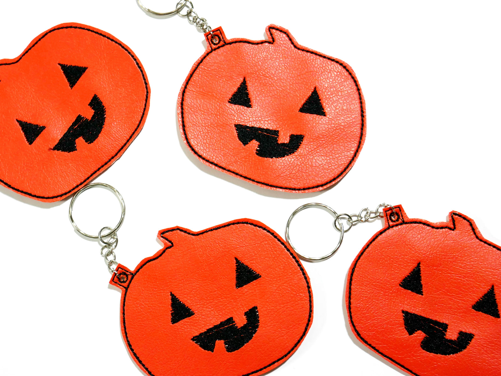 Jack o Lantern Cute Pumpkin Embroidered Keychain