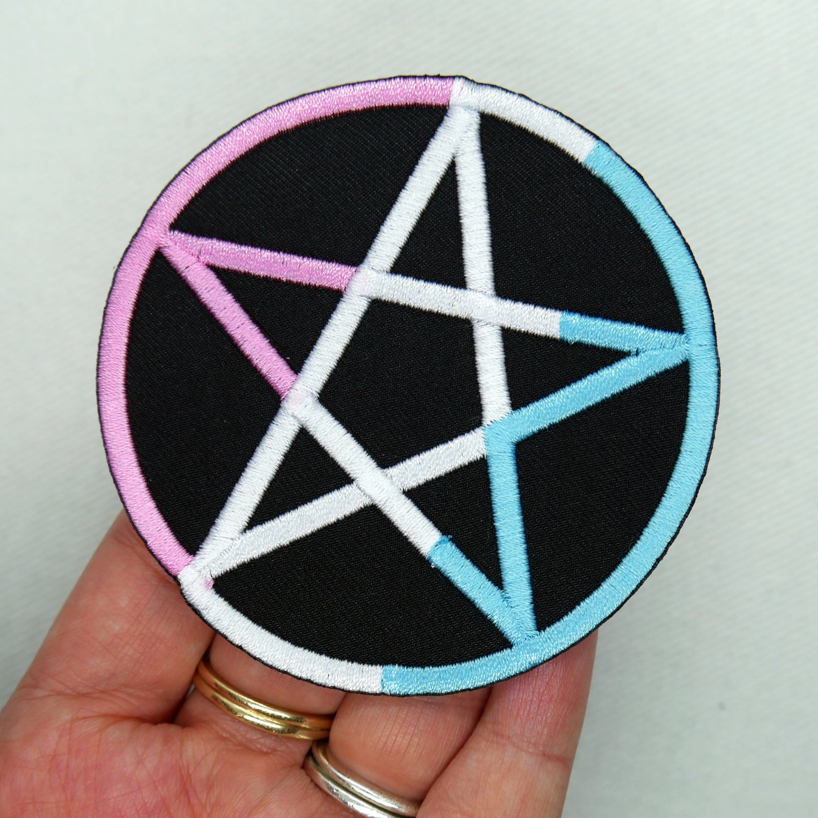 Transgender Pride Flag Pentagram Patch