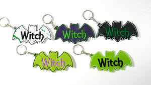 Witch Spooky Bat Embroidered Keychain