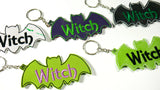 Witch Spooky Bat Embroidered Keychain