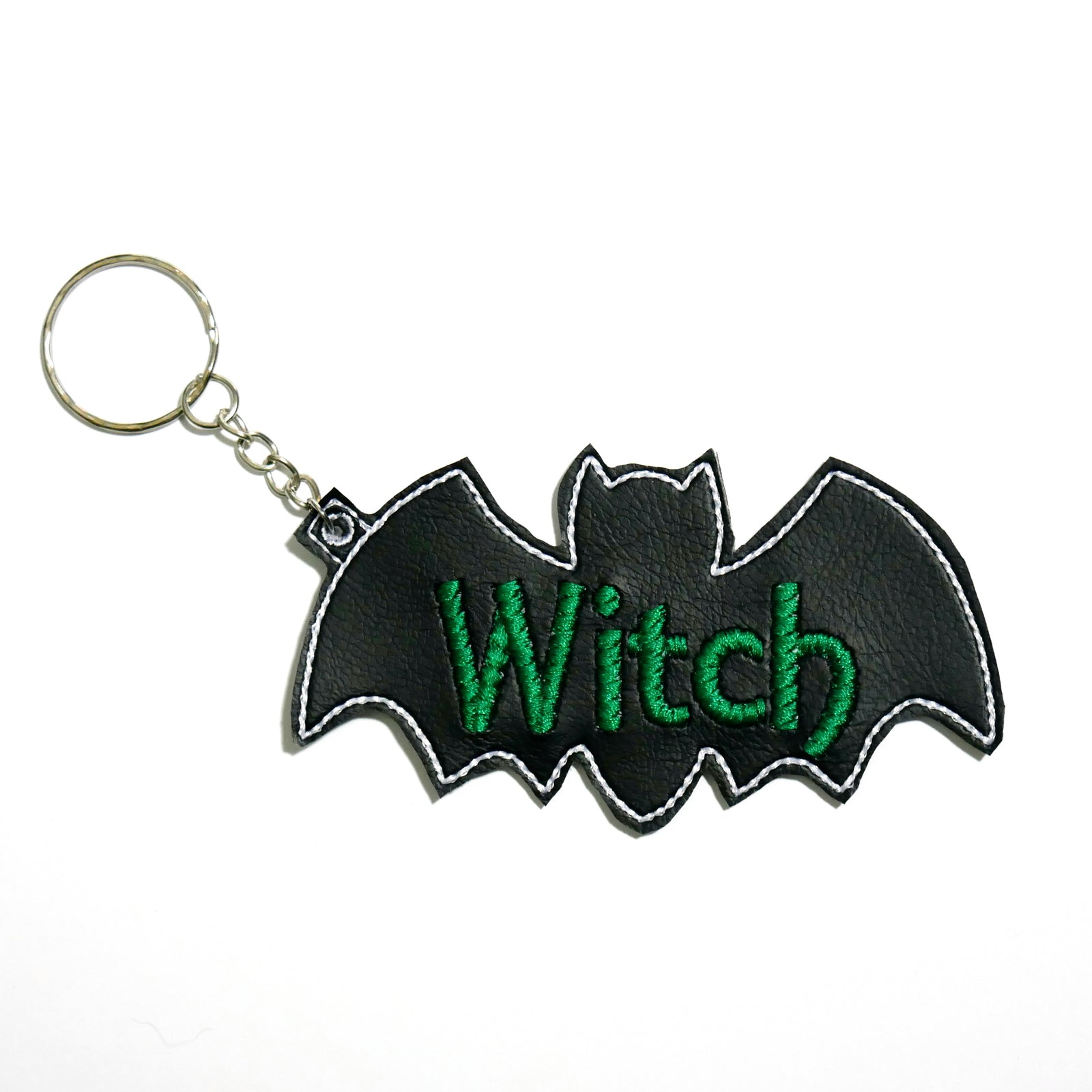 Witch Spooky Bat Embroidered Keychain