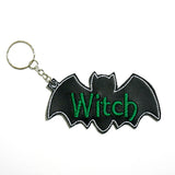 Witch Spooky Bat Embroidered Keychain