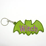 Witch Spooky Bat Embroidered Keychain