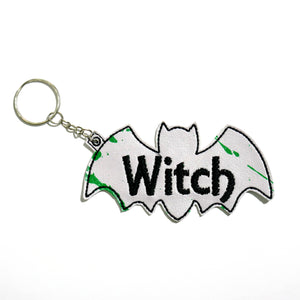 Witch Spooky Bat Embroidered Keychain