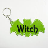 Witch Spooky Bat Embroidered Keychain
